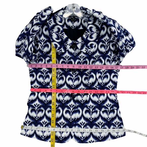 Ellen Tracy Ikat Inspired Peplum Style Blazer Jacket Blue White Black St… - Picture 13 of 16